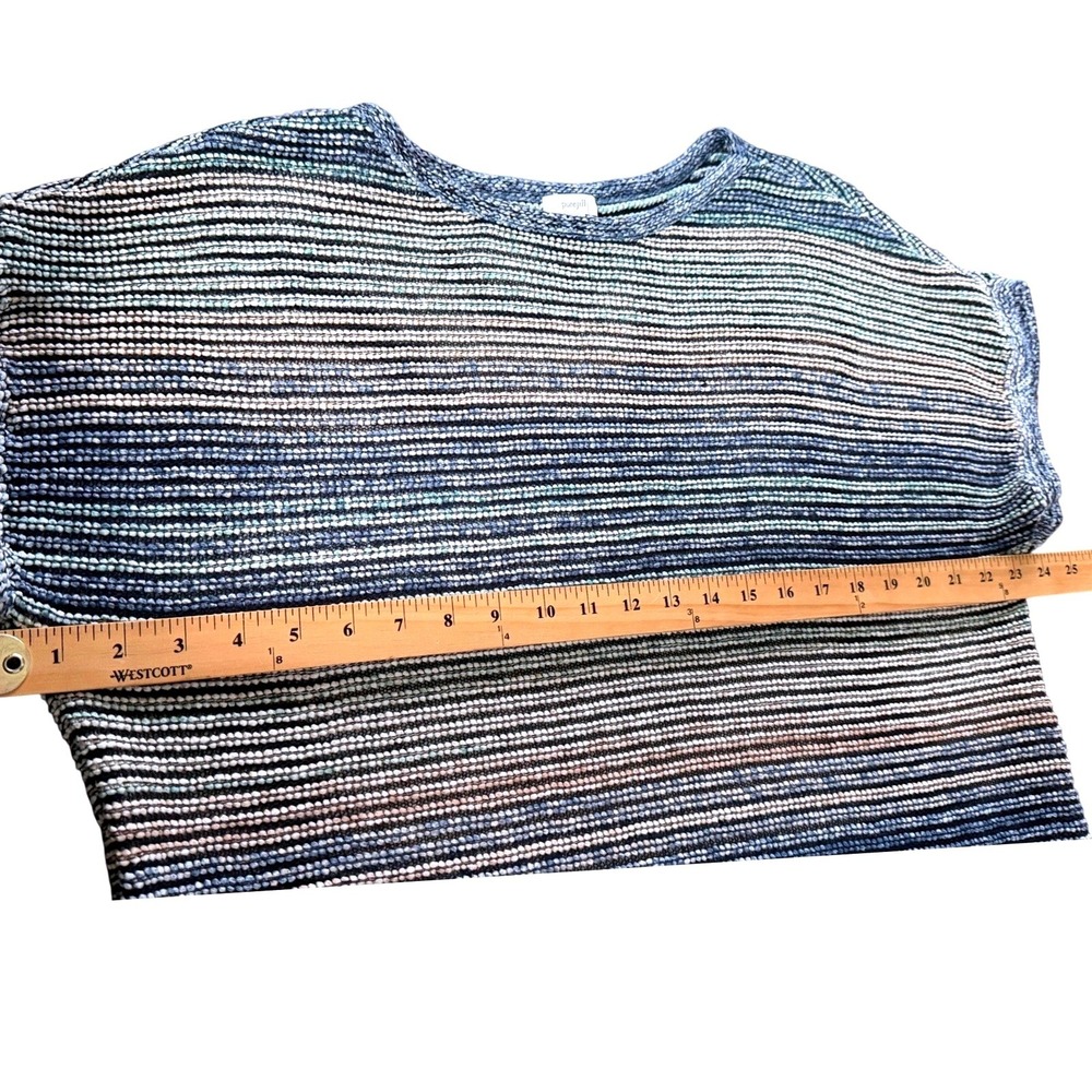 Pure Jill J Jill Striped Cotton Linen Knit Sweater Top Womens 2X Short Sleeve - Picture 5 of 7